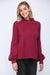 Cranberry Mock Neck Bubble Sleeve Sweater Fate 