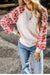 Crochet Puff Sleeve Contrast Knit Sweater Shiying 