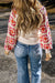 Crochet Puff Sleeve Contrast Knit Sweater Shiying 