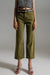 CROPPED WIDE LEG JEANS IN OLIVE GREEN Q2 