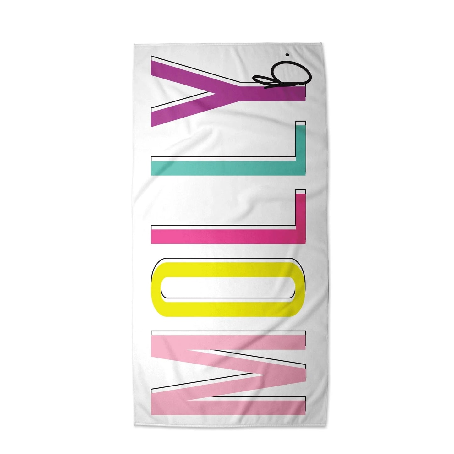 Custom Name Beach Towel GLAM Bright Rainbow 