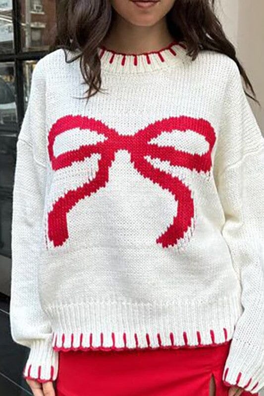 Cyber Monday Deal - Bow Intarsia Sweater - FINAL SALE Asia Direct 