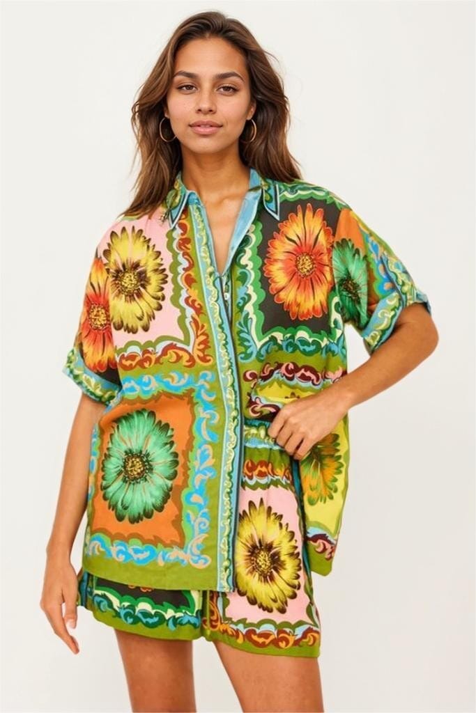 Daisy Print Linen Set Metamorphosis Girl 