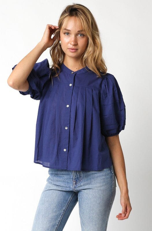 Dakota Solid Poplin Top Olivaceous 