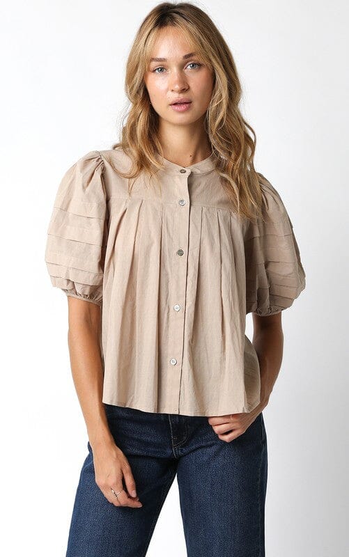 Dakota Solid Poplin Top Olivaceous 