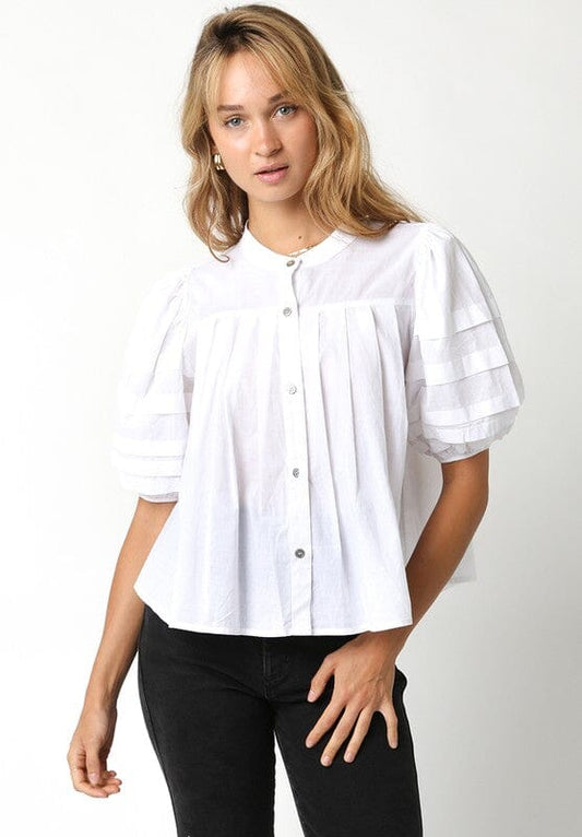 Dakota Solid Poplin Top Olivaceous 