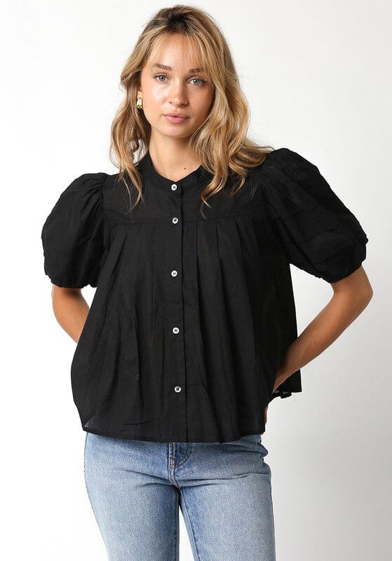 Dakota Solid Poplin Top Olivaceous 