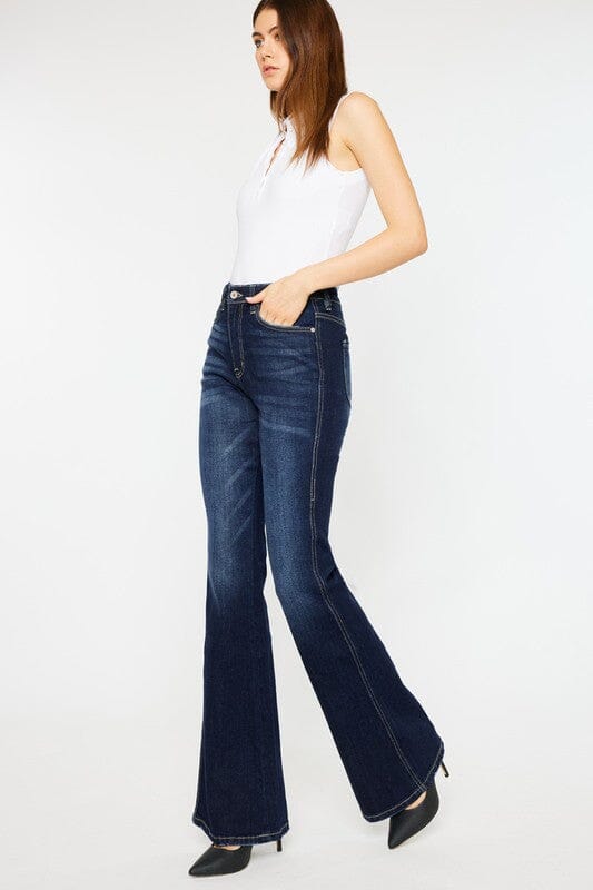 Dark Stone High Rise Flare Jeans Kancan 
