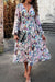 Deep V Elastic Waist Allover Print A Line Dress supreme fashion 