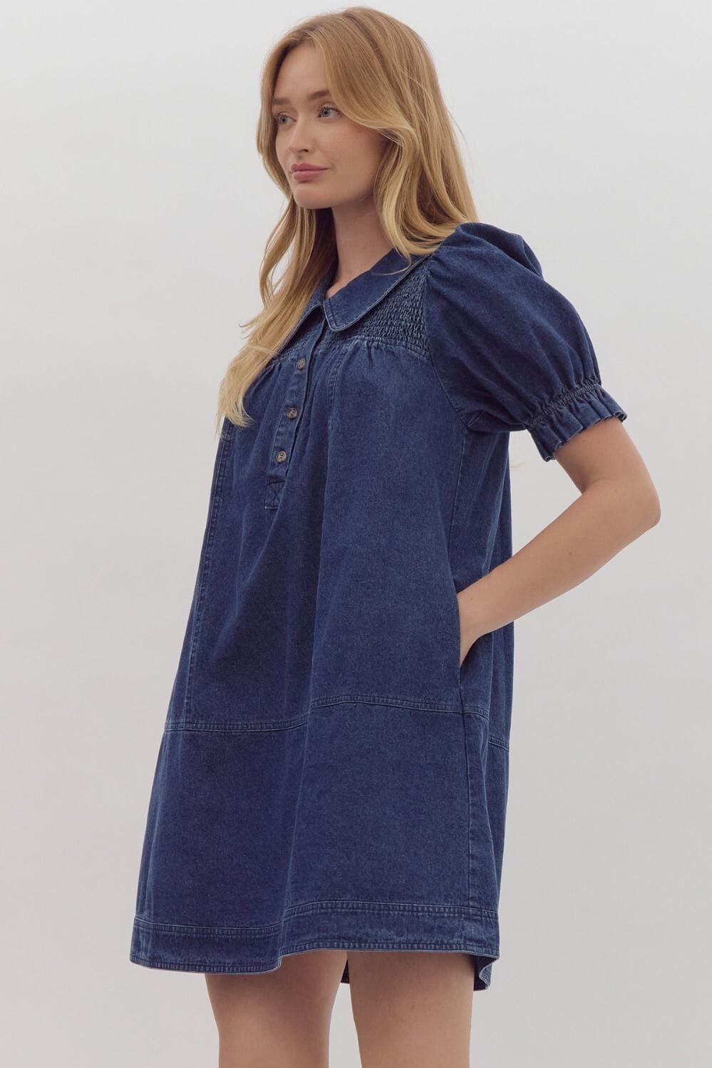 Denim Peter Pan Collar Dress Entro 