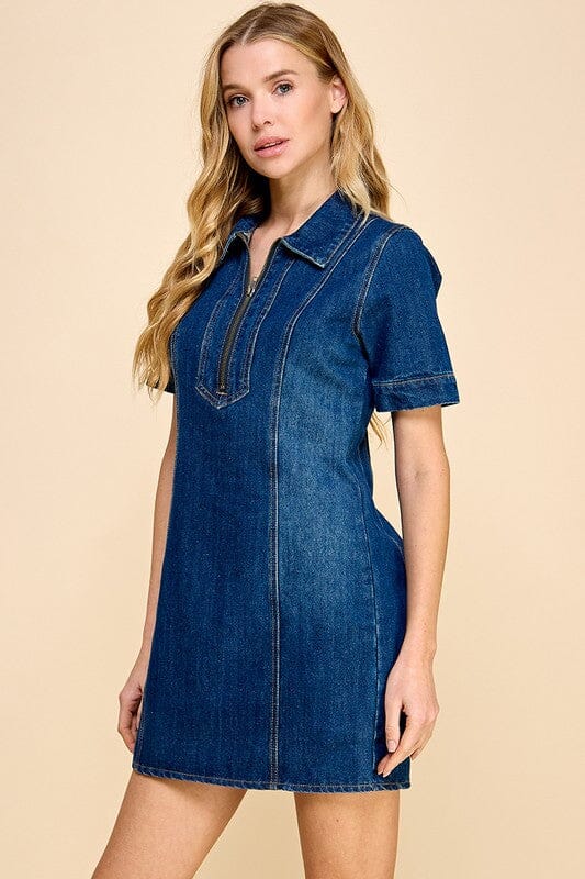 Denim Quarter Zip Dress TCEC 