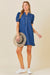 DENIM V-NECK MINI DRESS WITH PUFF SHORT SLEEVES day + moon 