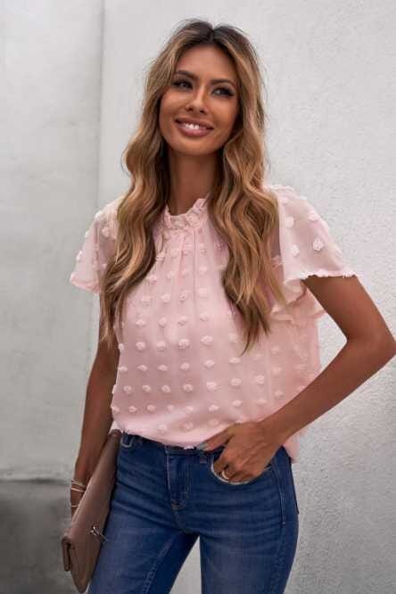 Dotted Flutter Sleeve Top Asia Direct 