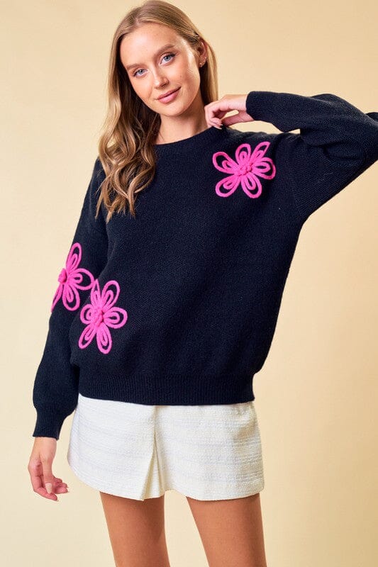 Embroidered Flower Sweater Doe & Rae 