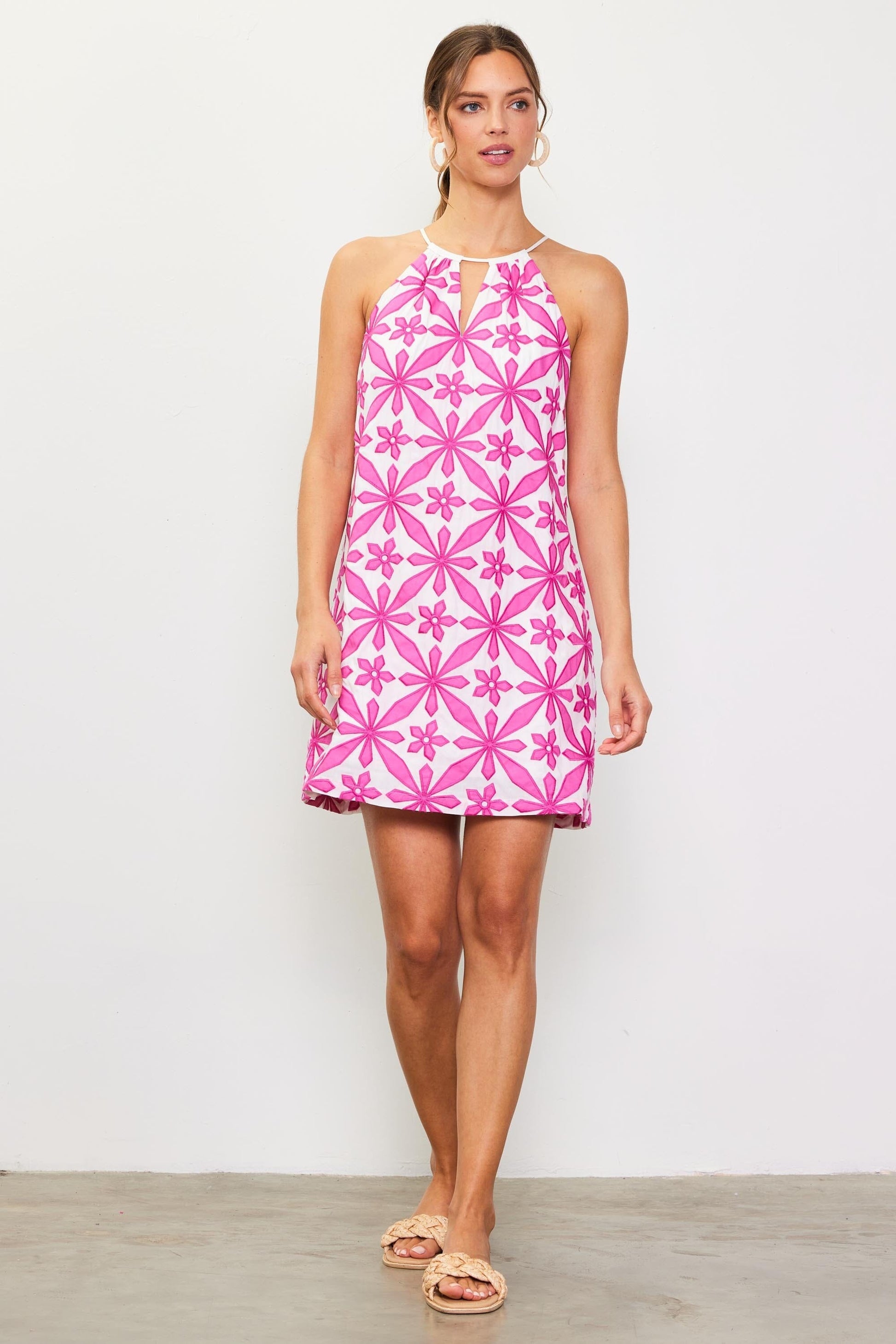 Embroidered Halter Dress Spring 2024 skies are blue 
