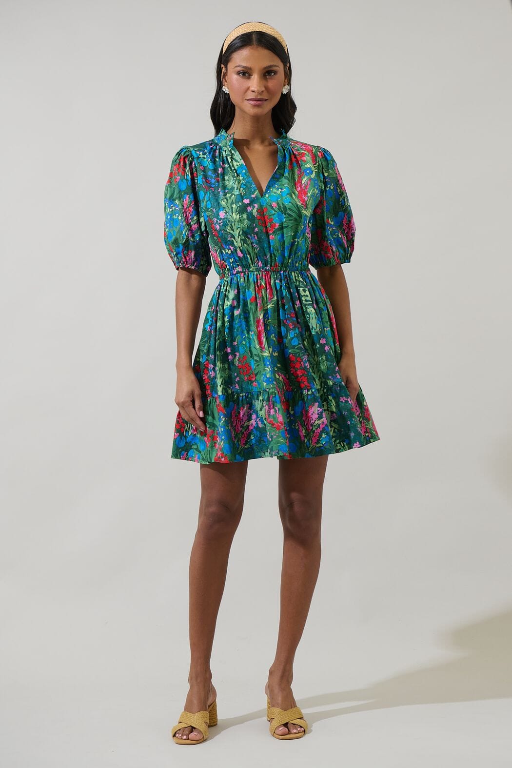 Emerald Devin Floral Poplin Dress Sugarlips 