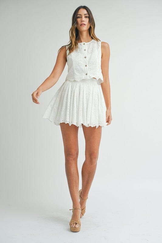 Eyelet Scalloped Skirt Set Mable 