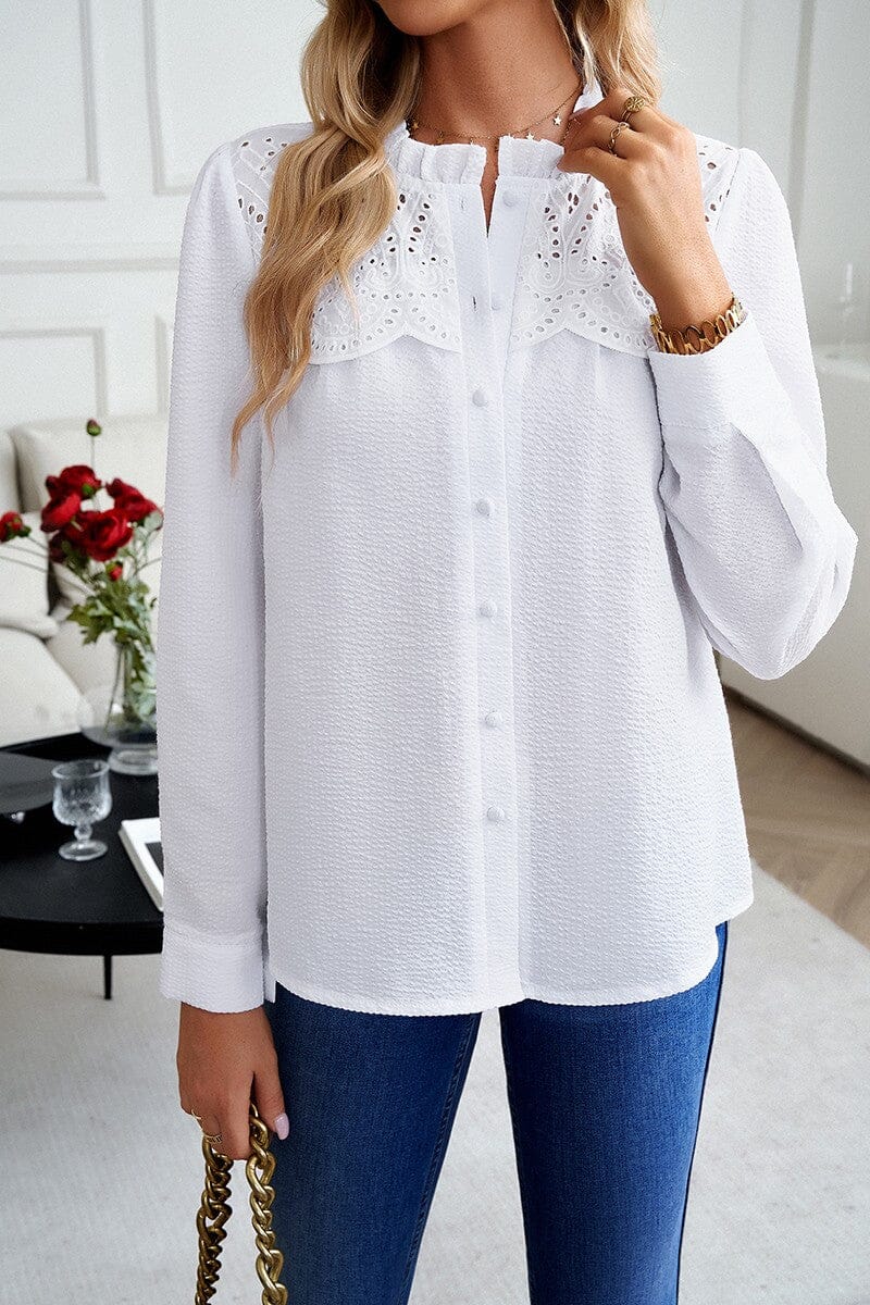 Eyelet/Seersucker Blouse supreme fashion 