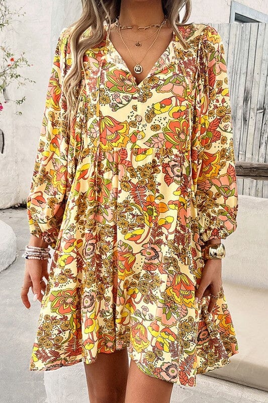 Fall Floral Boho Dress Shewin 