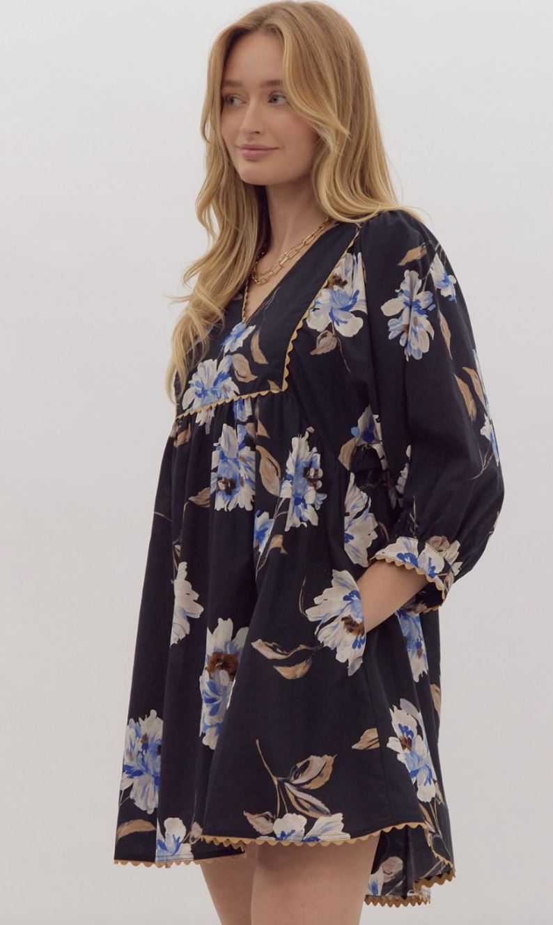 Fall Floral Poplin Dress Entro 