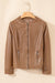 Faux Leather Slim Fit Jacket Kentce 