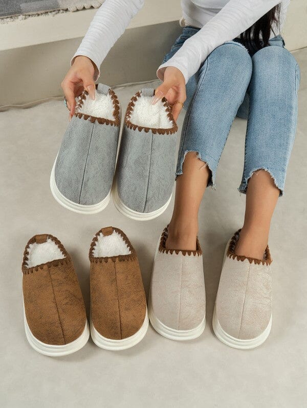 Faux Suede Stitched Slipper Kentce 