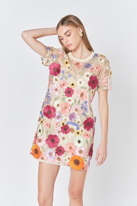 Floral Applique Shift Dress Endless Rose 