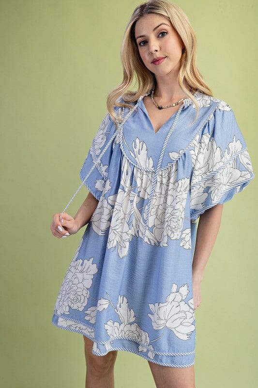 Floral Babydoll Dress - Ships late July Gigio small Blue 