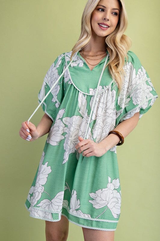 Floral Babydoll Dress - Ships late July Gigio small Green 