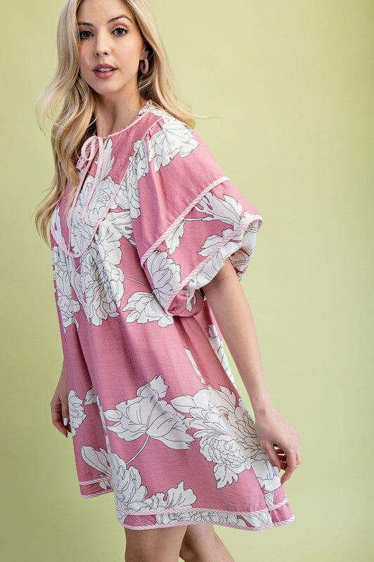 Floral Babydoll Dress - Ships late July Gigio small Pink 