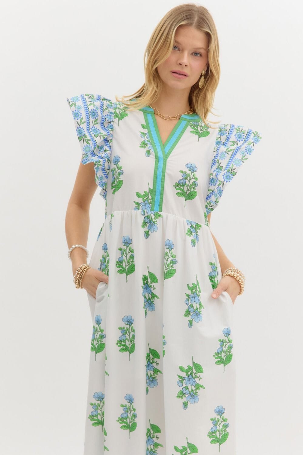 Floral Border Print Midi - ships mid-May Entro 