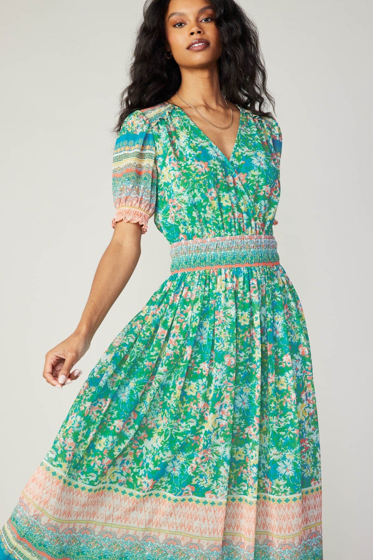 Floral Border Surplice Midi current air 