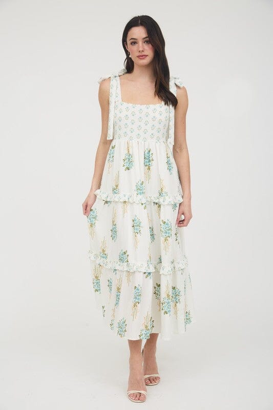 Floral Bouquet Tie Shoulder Midi Mine and E&M 