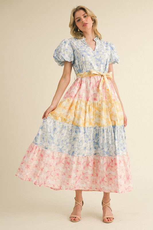 Floral Colorblock Maxi Dresss Jodifl 