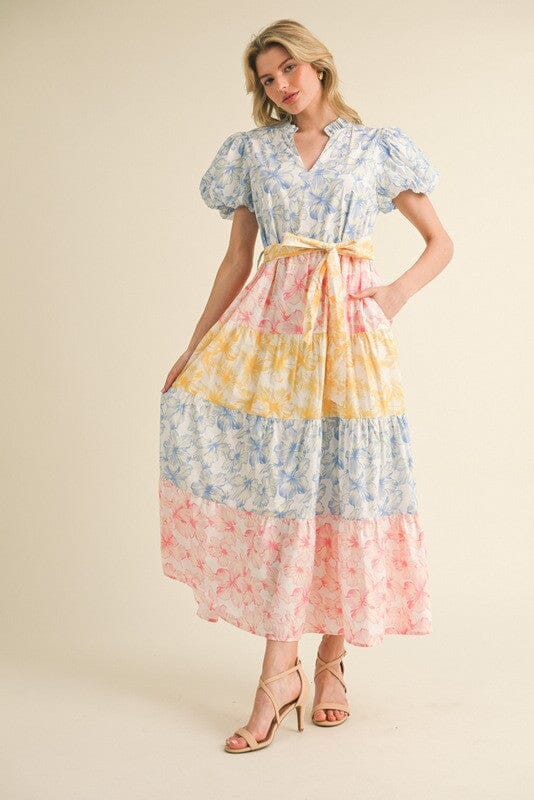 Floral Colorblock Maxi Dresss Jodifl 