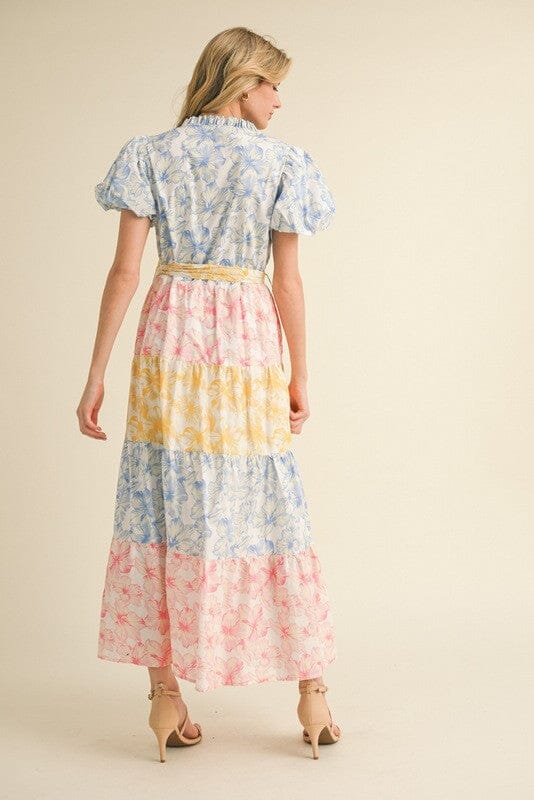 Floral Colorblock Maxi Dresss Jodifl 