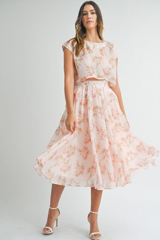 Floral Cropped Midi Skirt Set Mable 
