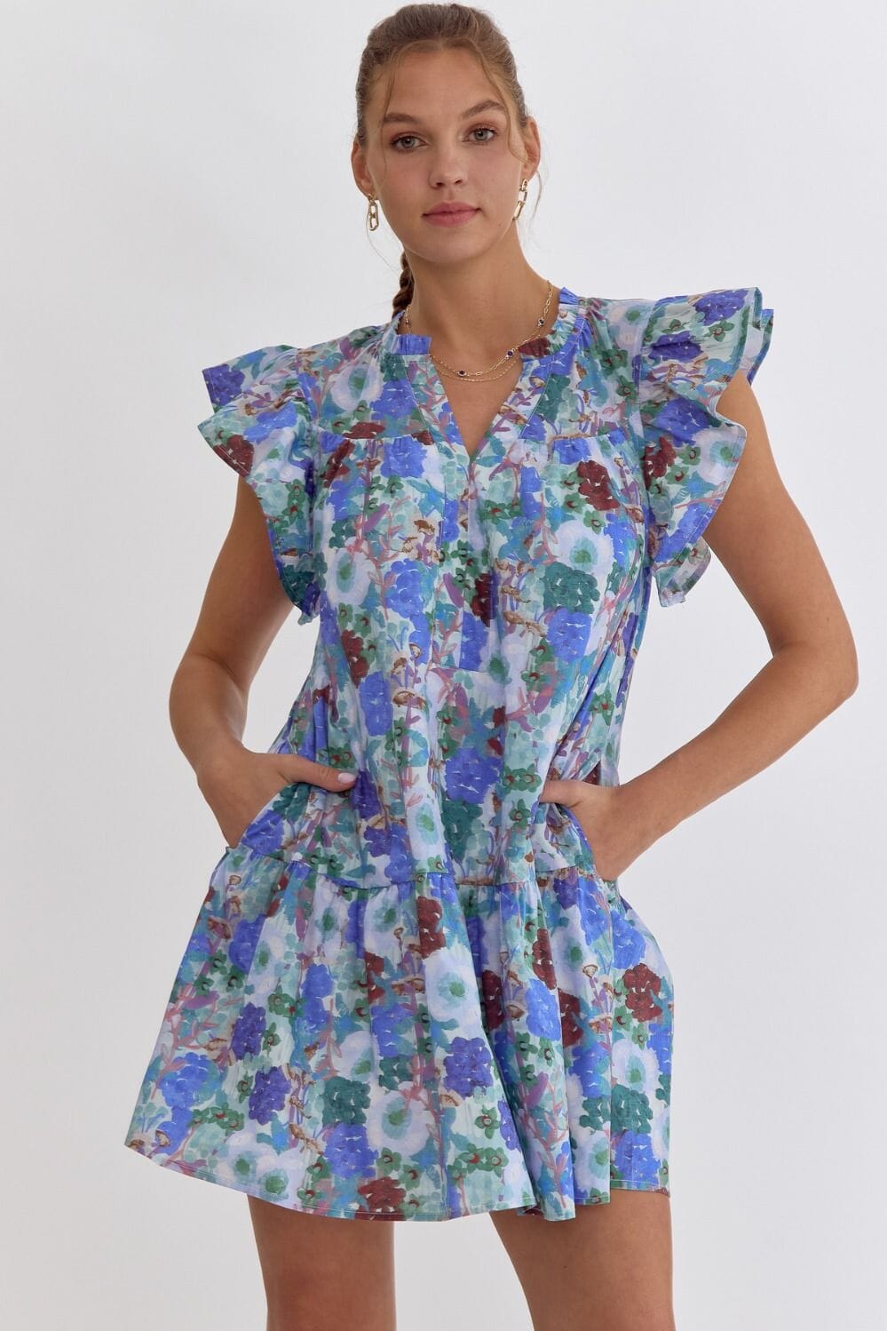 Floral Double Flutter Dress entro 