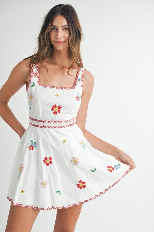 Floral Embroidered Square Neck Dress Mable 