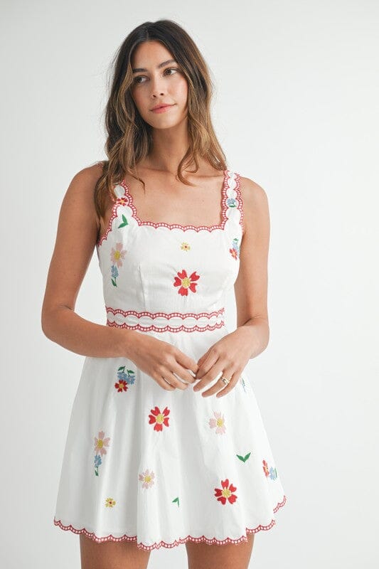 Floral Embroidered Square Neck Dress Mable 