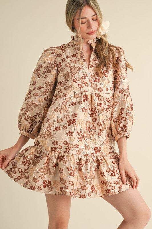 Floral Jacquard 3/4 Sleeve Dress &merci 