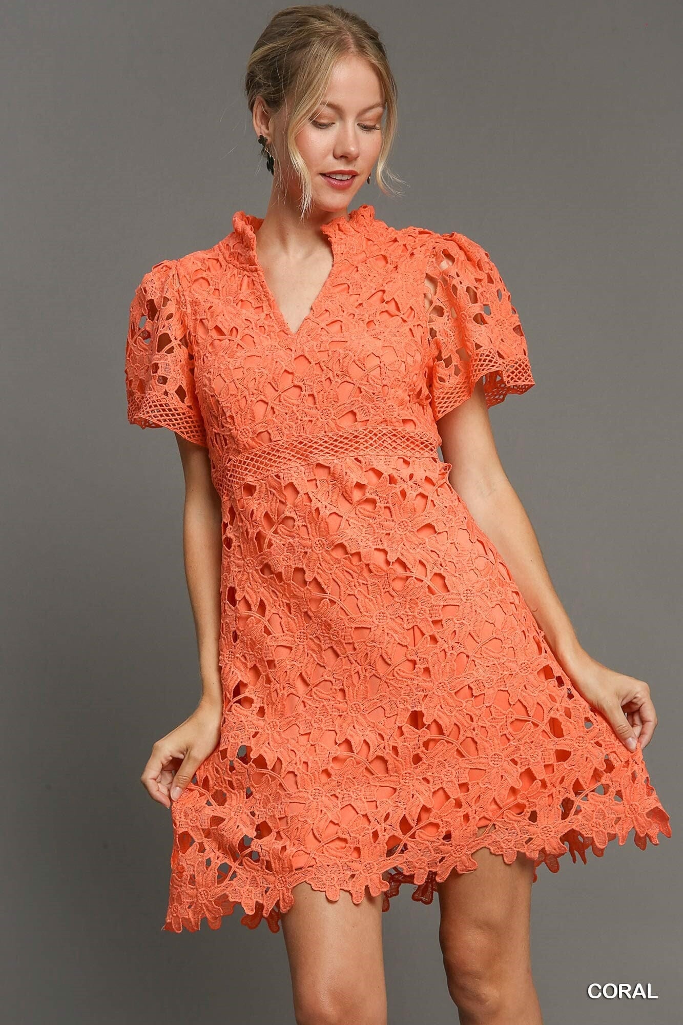 Floral Lace V-Neck Dress Umgee 