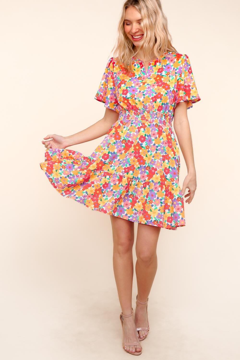 FLORAL PRINT DRESS WITH SIDE POCKETS Haptics 