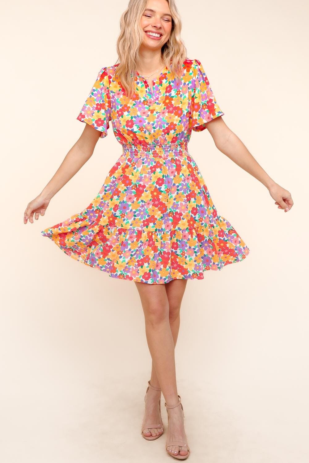 FLORAL PRINT DRESS WITH SIDE POCKETS Haptics 