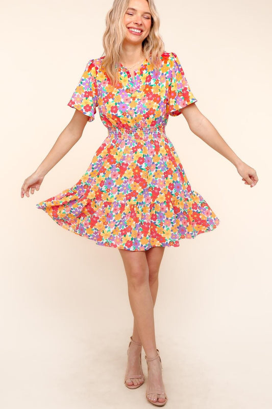 FLORAL PRINT DRESS WITH SIDE POCKETS Haptics 