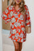 Floral Print Lapel Collar Loose Shirt Mini Dress Shewin 