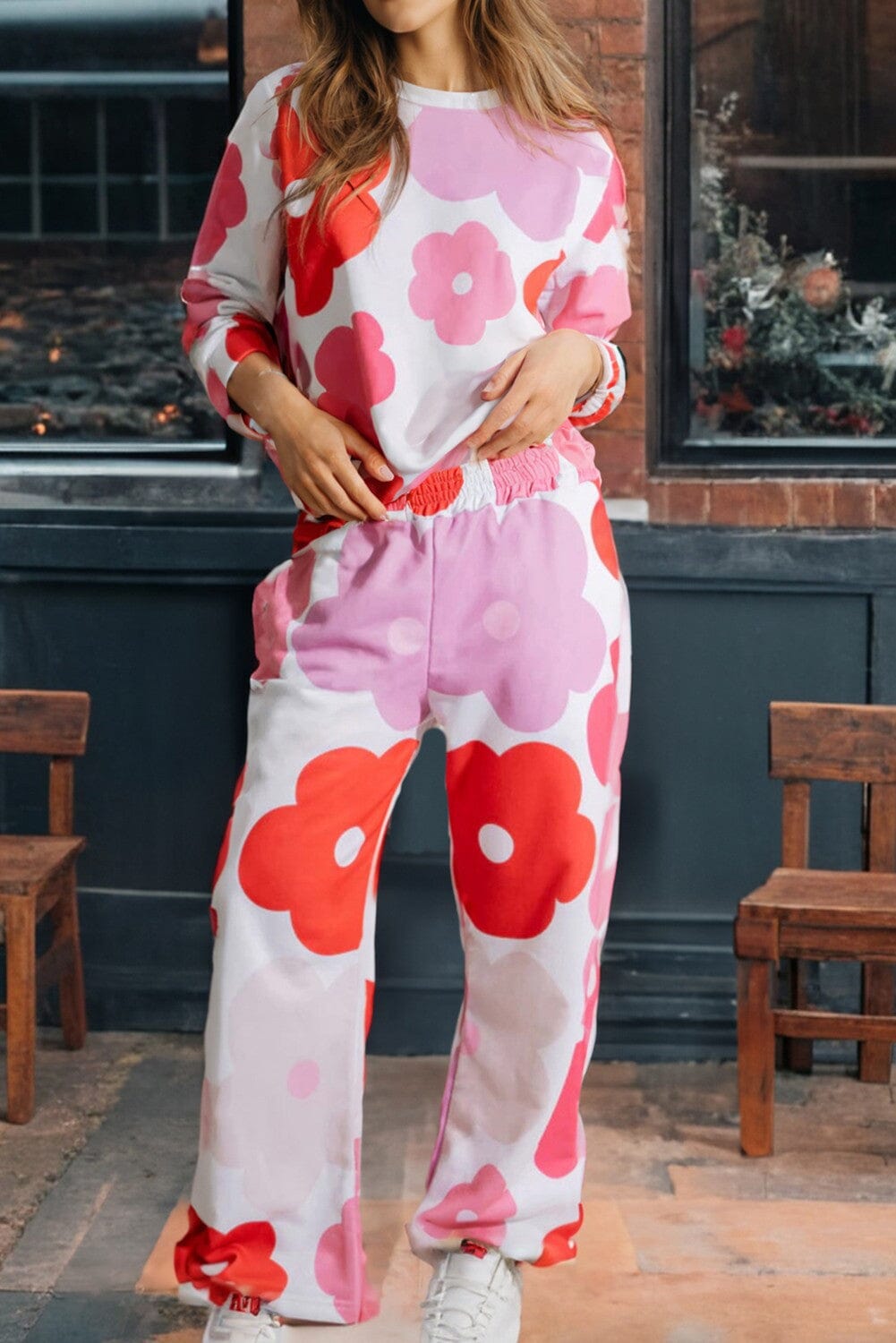 Floral Print Pullover Top Sweatpants Lounge Set Kentce 