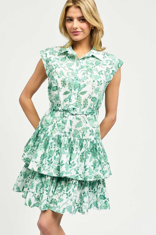 FLORAL PRINTED BUTTON DOWN MINI DRESS current air 