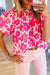 Floral Puff Sleeve Frilled Neckline Blouse Youmi 