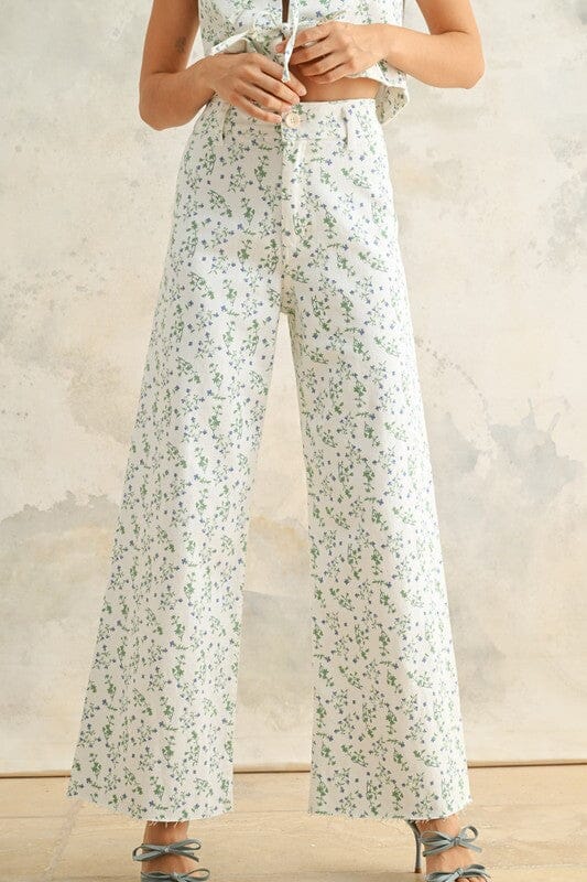 Floral Wide Leg Pants miou muse 